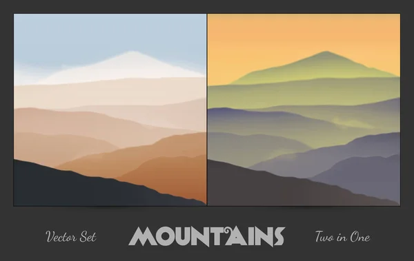 Векторний набір з гірськими туманними діапазонами — стоковий вектор