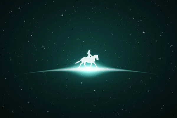 宇宙で馬に乗って女の子 — ストックベクタ