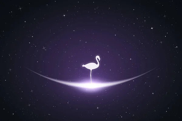 Einsamer Flamingo All Vektor Konzeptionelle Illustration Mit Weißer Silhouette Des — Stockvektor