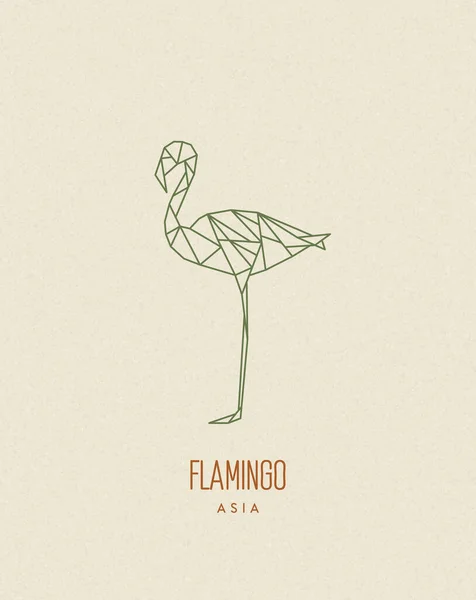 Sílhueta Flamingo Polígono Pássaro Poli Baixo Ícone Logotipo Geométrico Abstrato — Vetor de Stock