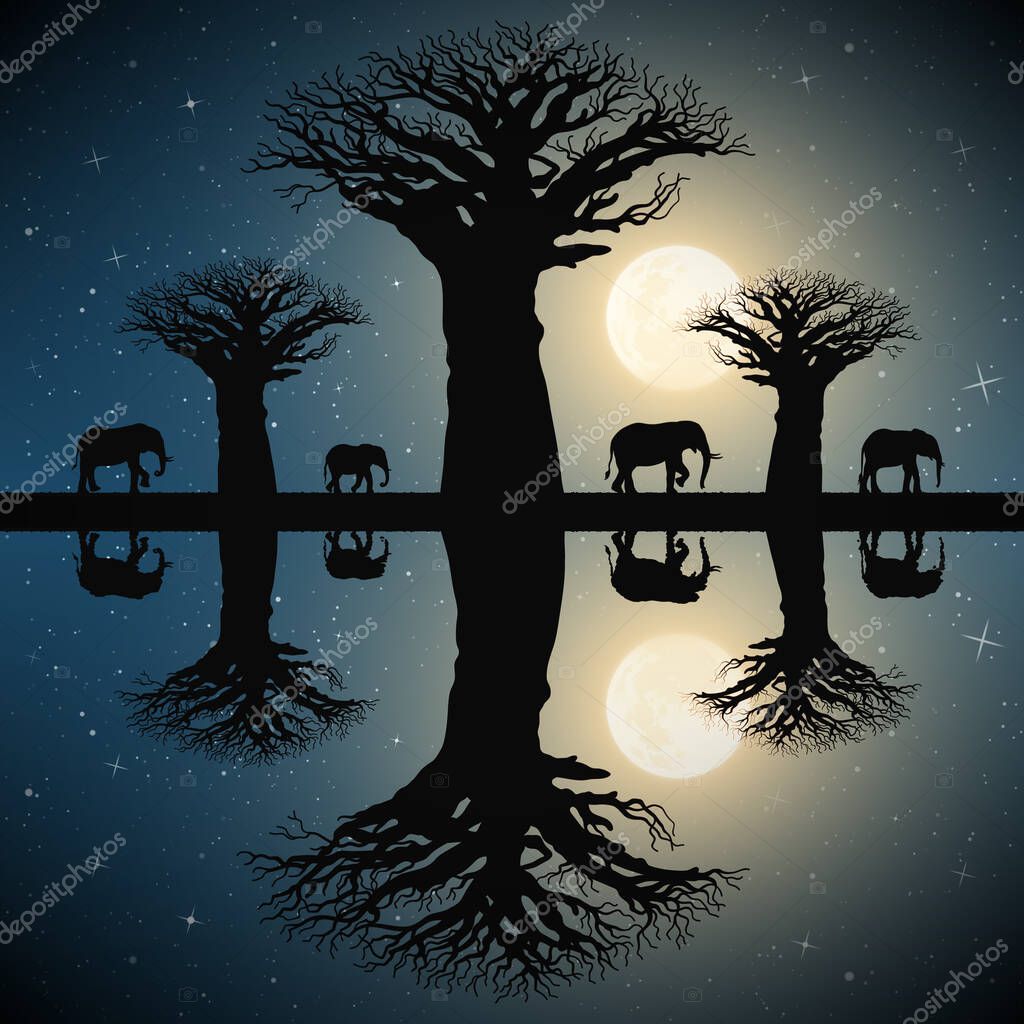 Featured image of post Animal Silhouette Moonlight Vector Illustration Wild wolf howling on the hillside