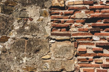 Boş Eski Tuğla Duvar Doku. Boyalı Sıkıntılı Duvar Yüzeyi