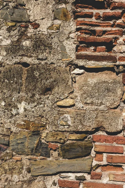 Pusta stary ceglana ściana tekstura. Pomalowana powierzchnia ściany w trudnej sytuacji — Zdjęcie stockowe