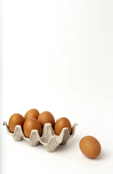 Fresh raw eggs on white background — Stock Photo, Image