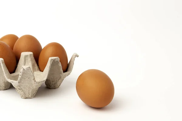 Fresh raw eggs on white background — Stock Photo, Image