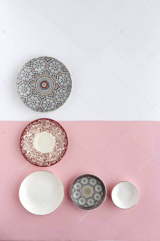 Crockery  on colors background