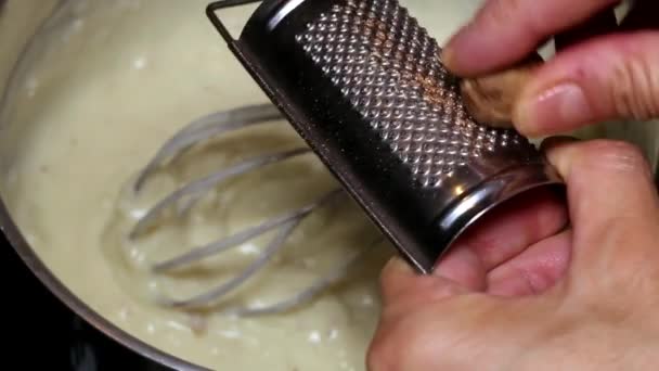 Chef Hands Making Homemade Bechamel Sauce Croquettes — Stock Video