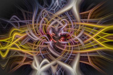 Renkli soyut arka plan. Kırmızı, sarı, yeşil, beyaz, siyah, sarı 3D