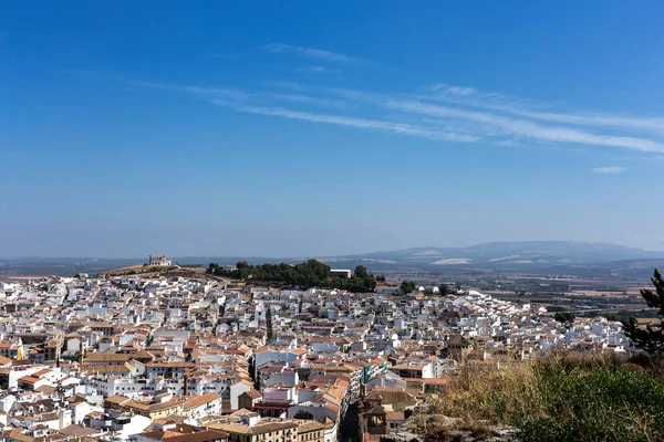 Hagyományos Fehér Andalúz Falvak Kilátással Antequera Malaga Vagyok Spanyolország — Stock Fotó