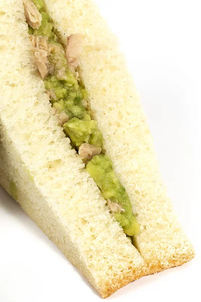 Hausgemachte Avocado Sandwiches Mit Thunfisch Gesundes Essen Isoliert — Stockfoto
