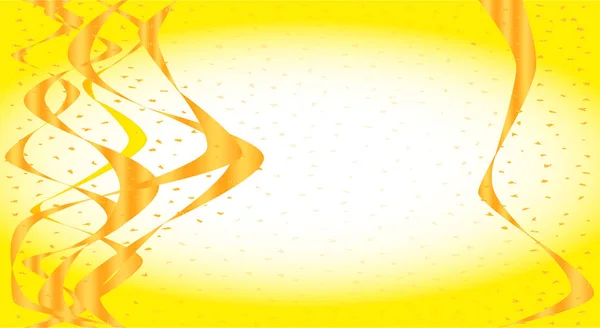 Bright Golden Coloured Confetti Streamers Party Image — Stock Vector