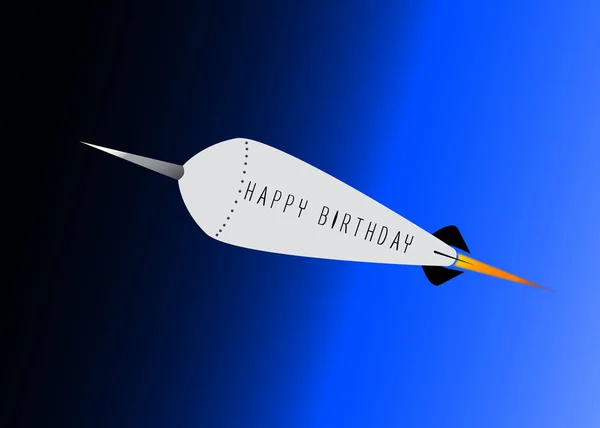 Una Nave Cohete Aspecto Retro Con Mensaje Feliz Cumpleaños Sobre — Vector de stock