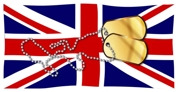 Union Jack Flag Set Armed Forces Dog Tags — Stock Vector