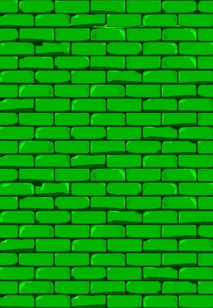 Una Pared Ladrillo Verde Brillante Con Mostrando Algunos Daños Como — Vector de stock