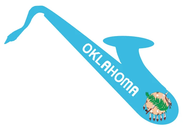 Silhouette Saxophone Avec Une Impression Drapeau État Américain Oklahoma Sur — Image vectorielle