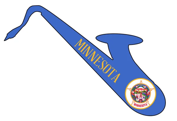 Silueta Saxofón Con Una Impresión Bandera Del Estado Minnesota Sobre — Archivo Imágenes Vectoriales