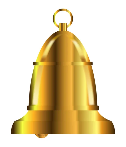 Большой Медный Золотой Колокол Хлопаньем Кольцом Белом Фоне — стоковый вектор