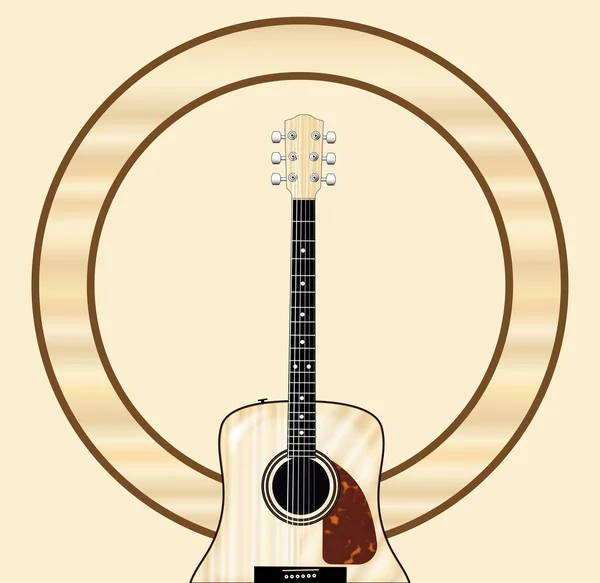 Typical Acoustic Guitar Wooden Circle Background Blank Musical Event Poster — Stock Vector