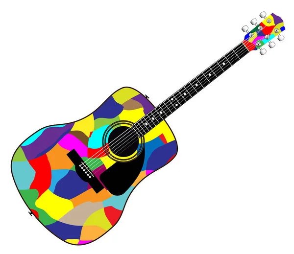 白い背景で隔離の典型的なアコースティック ギター — ストックベクタ