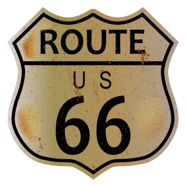 Çok eski rota 66 trafik işareti üzerinde beyaz bir arka plan ve gösterge bize Route 66