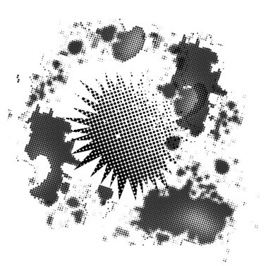 Siyah beyaz bir arka plan üzerinde izole bir komik karikatür tarzı patlayıcı patlama