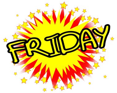 Bir karikatür tarzı Cuma sıçrama patlayıcı motif beyaz bir arka plan üzerinde