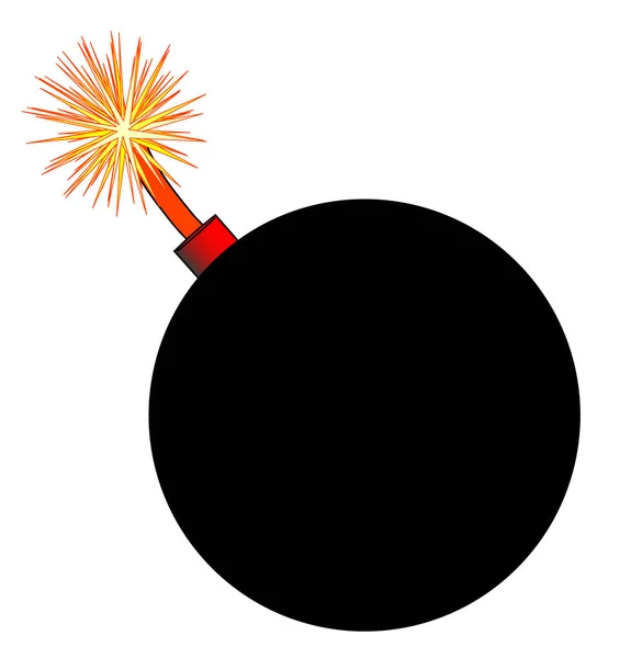 Una Bomba Negra Redonda Anticuada Con Fusible Encendido Sobre Fondo — Archivo Imágenes Vectoriales