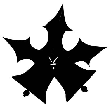 Siluet bir Noel çanları her yerinde beyaz bir arka plan ile holly fışkın