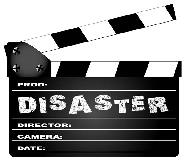 Typowy Film Clapperboard Legendą Katastrofy Białym Tle — Wektor stockowy