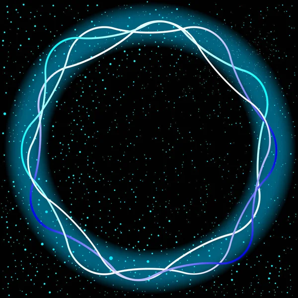 Chockerande Blå Cirkel Våg Bakgrund Med Prickar Elektrisk Blå Bakom — Stock vektor