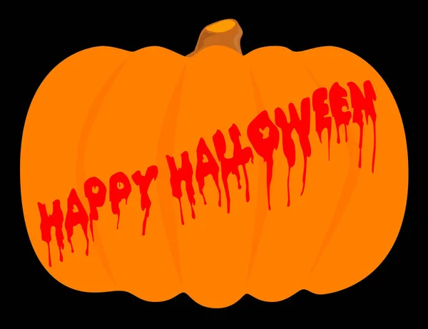 Malvada Calabaza Halloween Con Sangre Corriendo Mensaje Halloween — Vector de stock