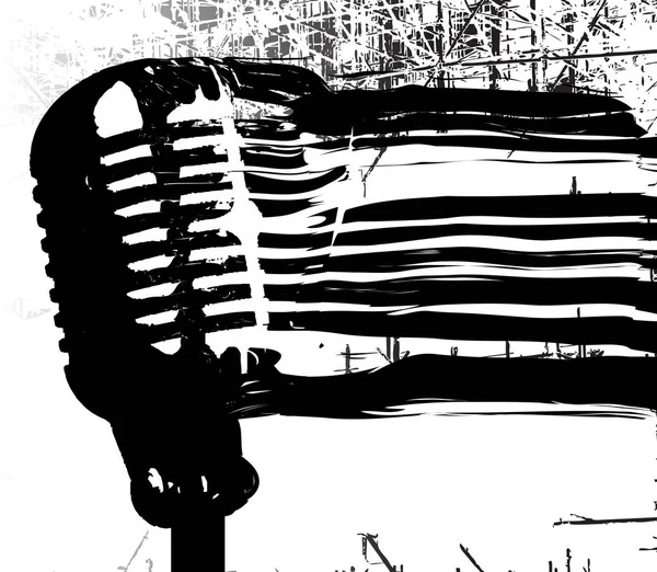 Microphone Abstrait Style Ancien Désintimidant Sur Fond Blanc — Image vectorielle