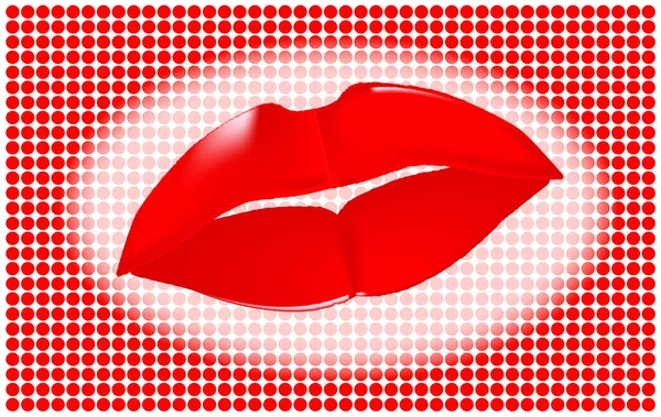 Red Lips White Red Dot Fade Background White — Stock Vector