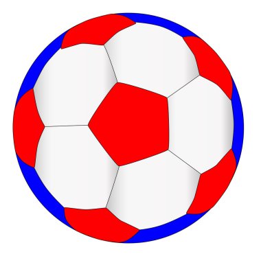Kırmızı beyaz ve mavi beyaz bir arka plan üzerinde izole bir tipik futbol futbol.