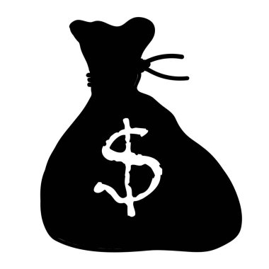 Nakit tüm beyaz bir arka plan üzerinde izole bir dolar işareti olan siyah bir çanta