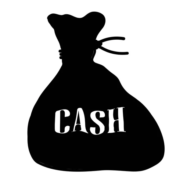 Black Bag Cash Text All Isolated White Background — Stock Vector