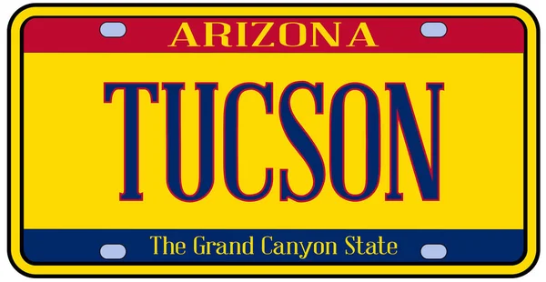 Tablica Rejestracyjna Stanu Arizona Tucson Kolorze Flagi Stanu Ikonami Białym — Wektor stockowy