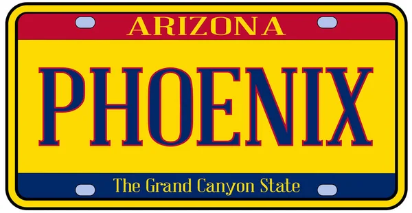 Phoenix Arizona State Capital City License Plate Colors State Flag — Stock Vector