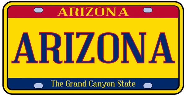 Tablica Rejestracyjna Stanu Arizona Kolorach Flagi Stanu Ikonami Białym Tle — Wektor stockowy