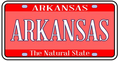Arkansas devlet plaka devlet bayrağı Arkansas metnin üzerinde beyaz bir arka plan ile renkleri