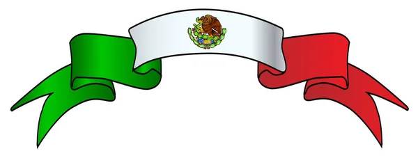 Uma Fita Ícone Cetim Vermelho Verde Mexico — Vetor de Stock