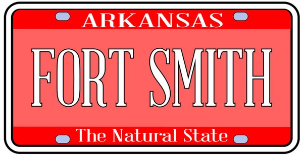 Arkansas State Nummerplaat Kleuren Van Vlag Met Stad Fort Smith — Stockvector