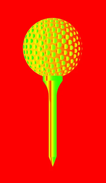 Una Pallina Golf Posta Sopra Una Pallina Golf Tee Rosso — Foto Stock