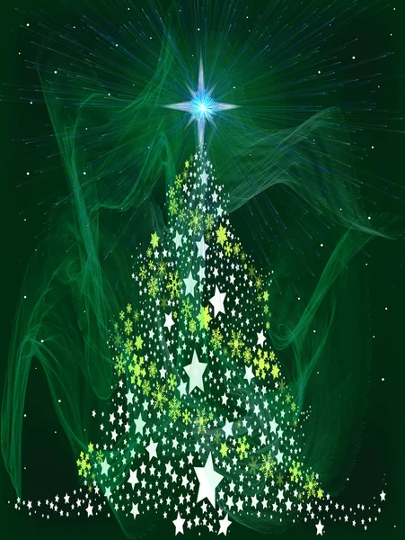 Ein Weihnachtsbaum Aus Schneeflocken Und Sternen — Stockfoto
