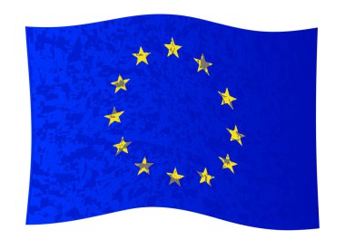 European Union arka plan mavi ve sarı yıldız ile grunge etkisi sallıyor bayrak