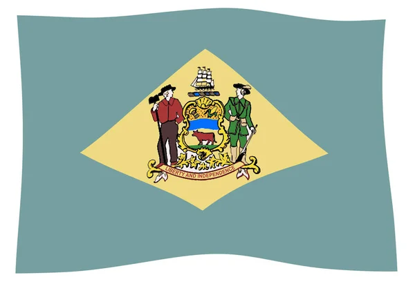 Die Flagge Des Bundesstaates Delaware Weht — Stockfoto