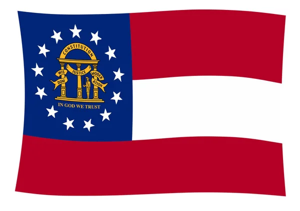 Red White Stripes Flag United State Georgia Waving — Stock Photo, Image