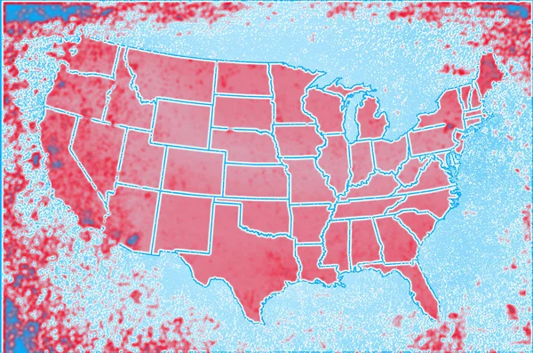 Mapa Dos Estados Unidos América Mostrando Estados Com Efeito Grunge — Fotografia de Stock