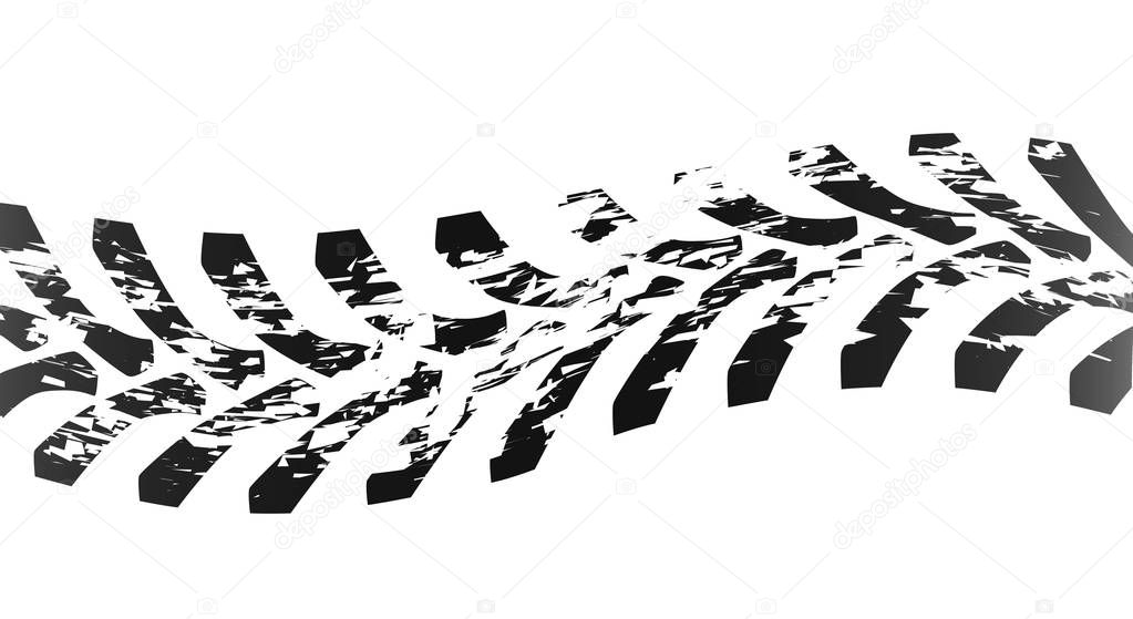 Tractor tyre marks isolated over a white background