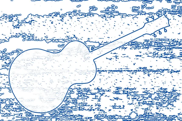 Guitare Contour Bleu Comme Fond Abstrait — Photo